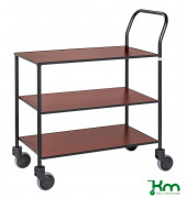 Design Servierwagen schwarz bis 150 kg 4 Lenkrollen 840x430x970mm KM873-MA