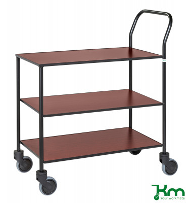 Design Servierwagen schwarz bis 150 kg 4 Lenkrollen 840x430x970mm KM873-MA