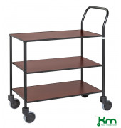 Design Servierwagen schwarz bis 150 kg 4 Lenkrollen 2 davon mit Bremse 840x430x970mm KM873-MAB