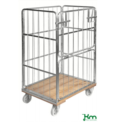 Rollcontainer verzinkt bis 500 kg 2 Bockrollen 2 Lenkrollen mit Bremse 845x630x1390mm KM88B