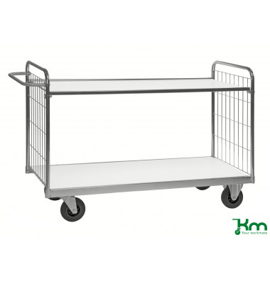 Etagenwagen verzinkt bis 300 kg 2 Bockrollen 2 Lenkrollen 1190x650x1025mm KM9000-2S