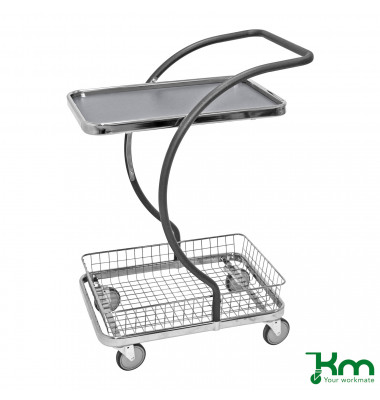 Design Servierwagen grau bis 120 kg 4 Lenkrollen 685x450x1000mm KM96201