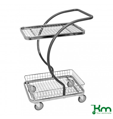 Design Servierwagen grau bis 120 kg 4 Lenkrollen 685x450x1000mm KM96203