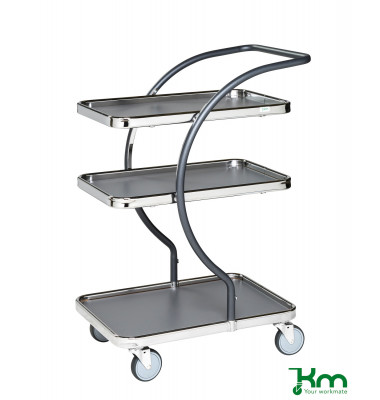 Design Servierwagen grau bis 120 kg 4 Lenkrollen 685x450x1000mm KM96300