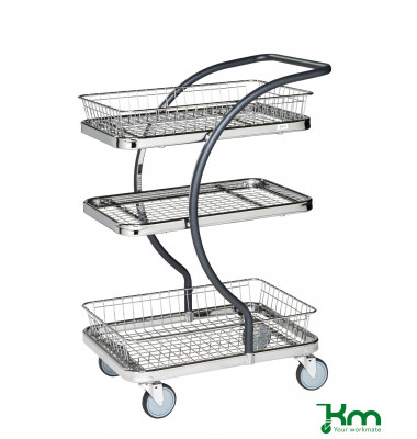 Design Servierwagen grau bis 120 kg 4 Lenkrollen 685x450x1000mm KM96302