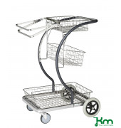 Müllsackständer KM96601, Reinigungswagen, 450x690x1000mm (BxLxH), bis 100kg belastbar, 2 Lenk- und 2 Bockrollen, grau