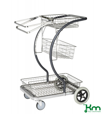 Müllsackständer grau bis 100 kg 2 Lenk- und 2 Bockrollen  690x450x1000mm KM96601