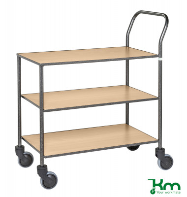 Design Servierwagen anthrazit grau bis 150 kg 4 Lenkrollen 2 davon mit Bremse 840x430x970mm KM973-BOB