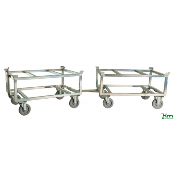 Kongamek Konga Moving System KMKPH-104, Palettenwagen mit Kupplungspaket, 303x597mm (BxL), 2 Bockrollen, 2 Lenkrollen  Kongamek