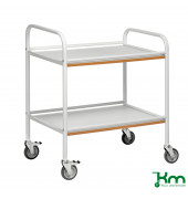 Tablettwagen X2005, 2 Böden, 520x765x895mm (BxLxH), bis 100kg belastbar, 4 Lenkrollen, 2 davon mit Bremse, weiß