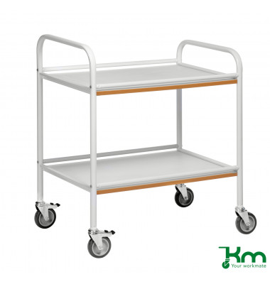 Tablettwagen weiß bis 100 kg 4 Lenkrollen 2 davon mit Bremse 765x520x895mm X2005