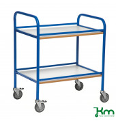 Tablettwagen X2005-B, 2 Böden, 520x765x895mm (BxLxH), bis 100kg belastbar, 4 Lenkrollen, 2 davon mit Bremse, blau