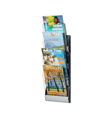 Paperflow Prospekthalter Integral 23,2 x 73,5 x 9 cm (B x H x T) DIN A4 hoch Polypropylen alu 4 Fächer Paperflow Prospekthalter Integral 23,2 x 73,5 x 9 cm (B x H x T) DIN A4 hoch Polypropylen alu 4 Fächer