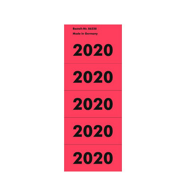 Jahreszahlen 2020 rot 57x28mm selbstklebend 100 Stück