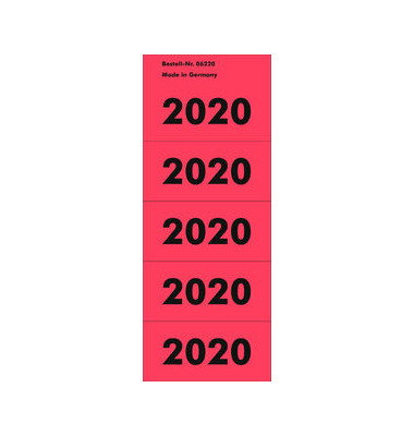 Jahreszahlen 6220 2020 rot 57x28mm selbstklebend