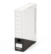 Archivbox, Steckverschluss, A4, 7,5x26x32cm, weiß/schwarz