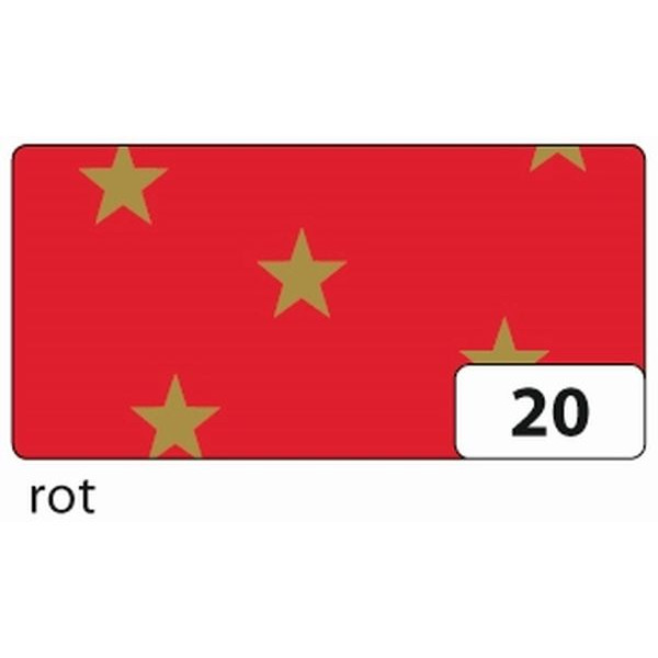 10 Stück Folia Fotokarton 5820, rot goldene Sterne, 50x70cm, 300g 4001868058208 Folia