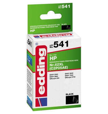 Druckerpatrone EDD-541 18-541 (kompatibel zu HP 62XL), schwarz, ca. 765 Seiten