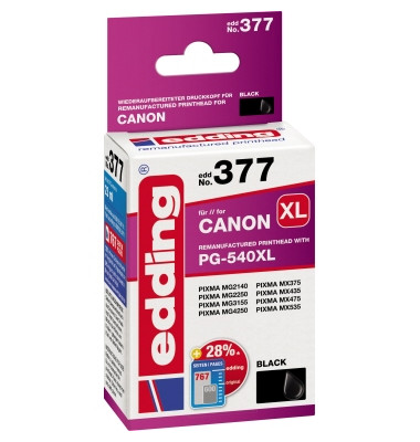 Druckerpatrone EDD-377 18-377 (kompatibel zu Canon PG-540XL), schwarz, ca. 765 Seiten