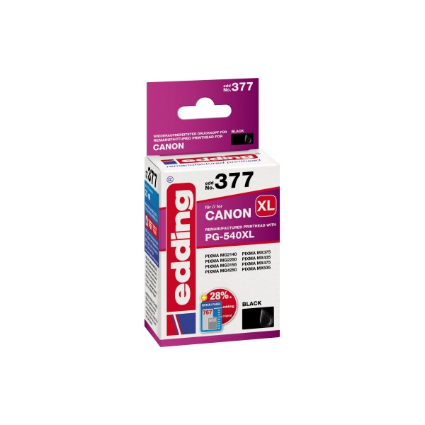 4043023854324 - - Tintenpatrone kein Originalzubehör Kompatibel mit Canon PG-540XL EDD-377 ca 765 Seiten schwarz 23ml