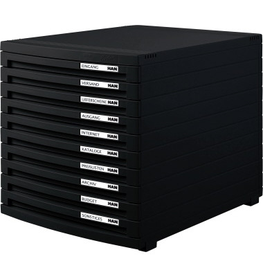 Schubladenbox Contur 1510-13 schwarz/schwarz 10 Schubladen geschlossen