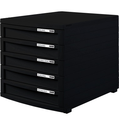 Schubladenbox Contur 1505-13 schwarz/schwarz 5 Schubladen geschlossen