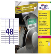 Avery-Zweckform L7911-40 Etiketten (A4) 45.7 x 21.1 mm Polyethylenfolie Weiß 1920 St. Permanent Universal-Etiketten