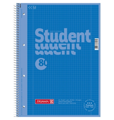 Collegeblock 1067928133 Student Colour Code, Lineatur 28 / kariert mit Rand innen/au&szlig;en, A4, 90g, blau, 80 Blatt