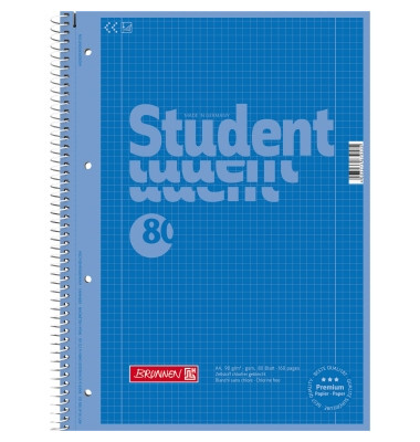Collegeblock Student Colour Code DIN A4 kariert mit Rand innen/außen 90g/m² azur blau 80 Bl.