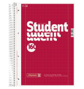 Collegeblock 10-67728 Student, Lineatur 28 / kariert mit Rand innen/außen, A4, 70g, rot, 160 Blatt
