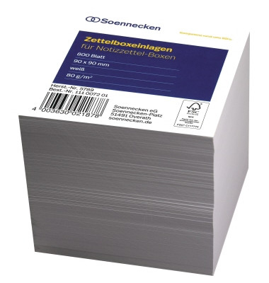 Zettelklotz 5789, 90x90mm, lose, weiß, Papier, 800 Blatt Zettelklotz 5789, 90x90mm, lose, weiß, Papier, 800 Blatt