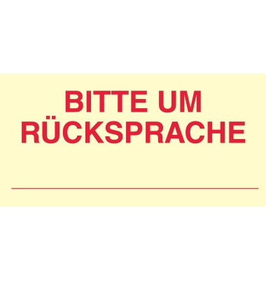 Haftmarker 5651-01-R&Uuml;CK, 70x35mm, pastellgelb, BITTE UM R&Uuml;CKSPRACHE, rechteckig
