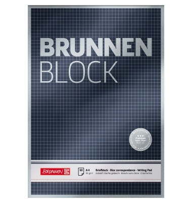 Briefblock DIN A4 kariert 90g/m² grau weiß 50 Bl.