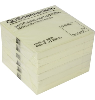 Haftnotizen 5829, oeco Recycling, 75x75mm, gelb, quadratisch