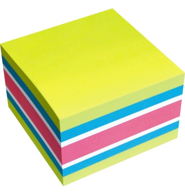 Haftnotizwürfel Farbmix Brilliant 75 x 75 mm (B x H) gelb, blau, weiß, pink 450 Bl.
