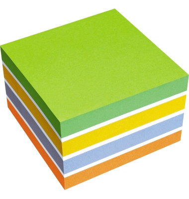 Haftnotizen 5853, Farbmix Brilliant, 75x75mm, moosgrün/weiß/rapsgelb/violett/orange, quadratisch