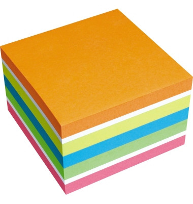 Haftnotizen 5854, Farbmix Brilliant, 75x75mm, orange/weiß/gelb/blau/grün/pink, quadratisch