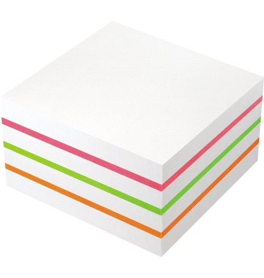 Haftnotizwürfel Farbmix Brilliant 75 x 75 mm (B x H) weiß, pink, grün, orange 450 Bl.
