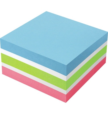 Haftnotizwürfel Farbmix Brilliant 75 x 75 mm (B x H) blau, grün, pink 400 Bl.