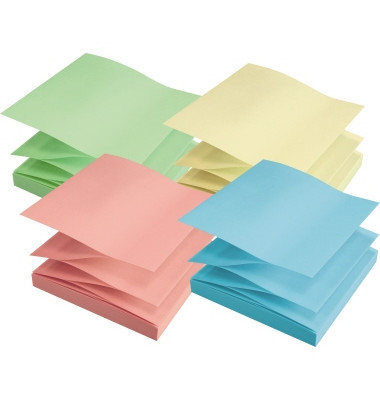 Haftnotizen 5866, Z-Notes, 75x75mm, farbig sortiert (gr&uuml;n/gelb/rot/blau), quadratisch