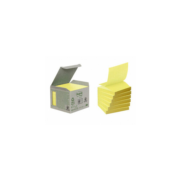 4054596723221 - Post-it® Haftnotizen Recycling Z-Notes R330-1B B 76 x T 76 mm PEFC®-Papier gelb 6 Blöcke 100 Blatt Block