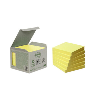 Haftnotiz Recycling Notes 76 x 76 mm (B x H) gelb 100 Bl./Block 6 Block/Pack.