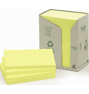 Haftnotizen 655-1T, Recycling Notes Tower, 127x76mm, gelb, rechteckig
