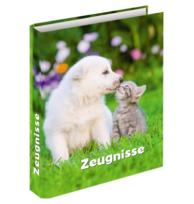 Zeugnismappen-Ringbuch 46755 Hund & Katze A4 4-Ring Ø 20mm