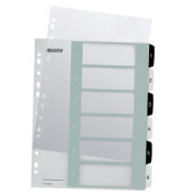 Kunststoffregister WOW 1214-00-00, 1 bis 6, A4+, 300&micro;m, schwarz-wei&szlig;e Taben, 6-teilig