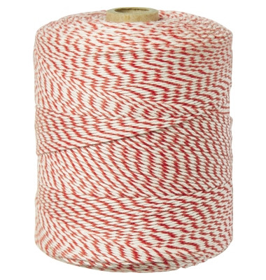 Bindfaden 360m Baumwolle wei&szlig;/rot