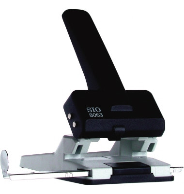 Registraturlocher SIO 8063 B-800S schwarz bis 6,5mm 65 Blatt mit Anschlagschiene