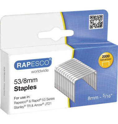 Heftklammern 53/8, 0752, Stahldraht verzinkt