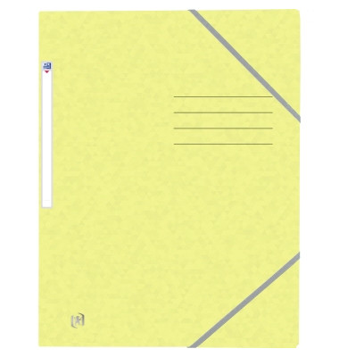 Eckspannmappe TOP FILE+ 400116357, A4 pastellgelb Karton 390g, f&uuml;r ca. 200 Blatt, mit 3 Einschlagklappen