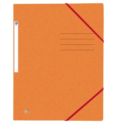 Eckspannmappe TOP FILE+ 400116307, A4 orange Karton 390g, mit 3 Einschlagklappen